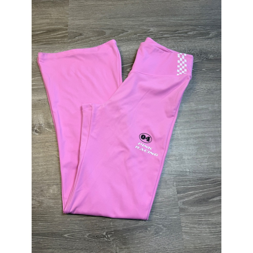 Victorias Secret PINK Racing Flare Yoga Pants Pink Checkered Leggings 31 Inseam
